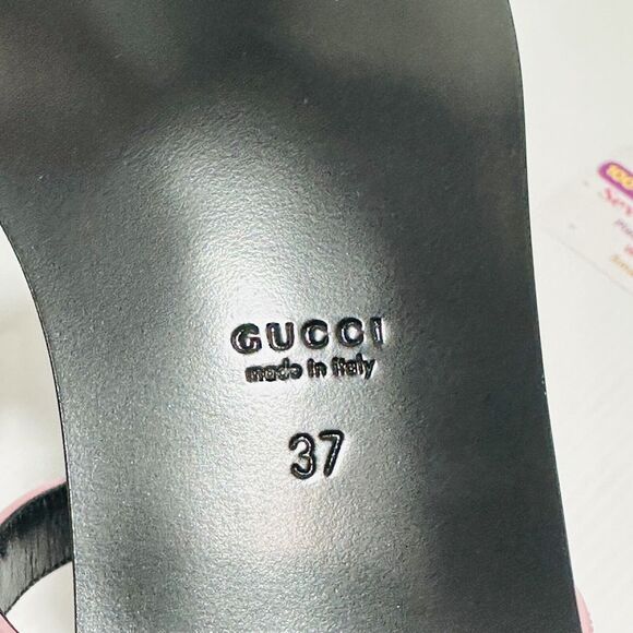 Gucci Divine 37/ US 7 Sandals Dolly Pink Leather Horsebit Slingback Strap NIB - Picture 11 of 13